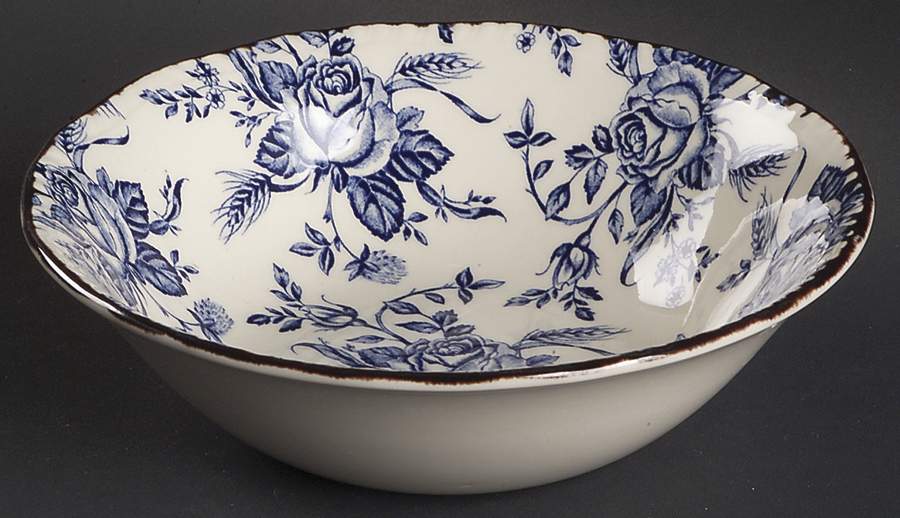 Colonial Rose Blue Coupe Cereal Bowl by Wood & Sons-1