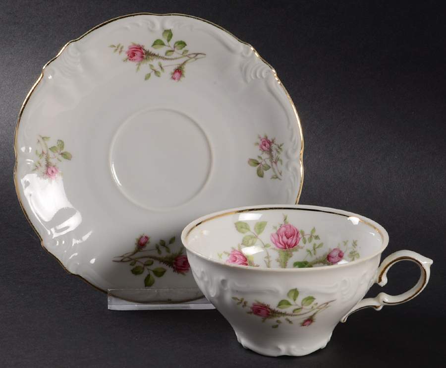 Morning Rose Flat Cup & Saucer Set by Winterling - Bavaria-1