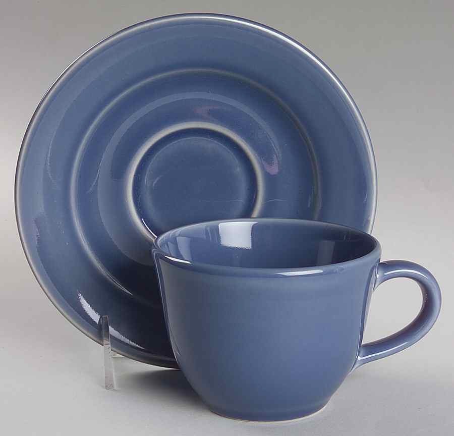 Belvedere Cornflower Blue Flat Cup & Saucer Set by Williams-Sonoma-1