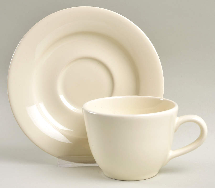 Belvedere Cream Flat Cup & Saucer Set by Williams-Sonoma-1