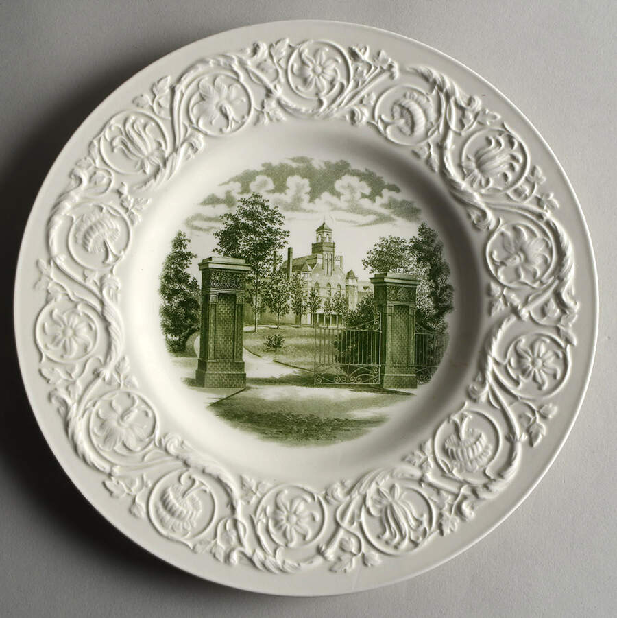 Randolph Macon Woman's College Green Dinner Plate by Wedgwood-1