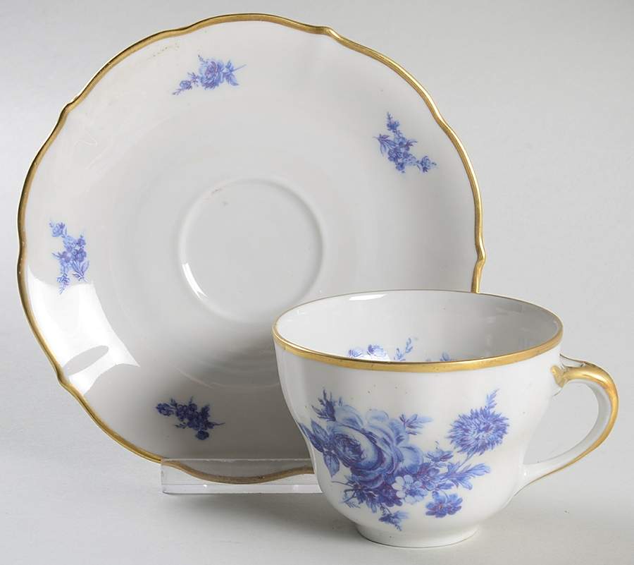 Meissen Bouquet Flat Cup & Saucer Set by Winterling - Bavaria-1