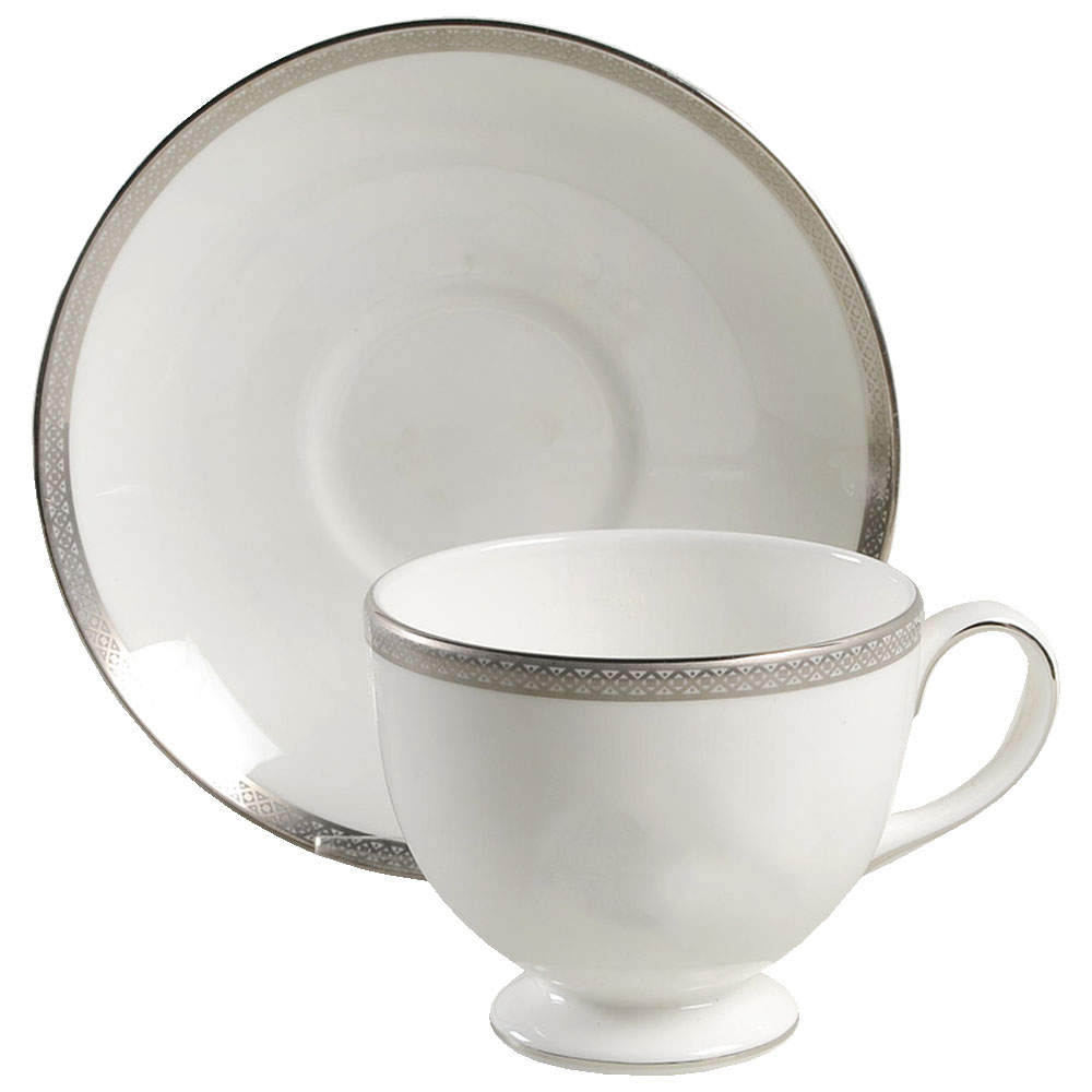 Madrid Leigh Shape Footed Cup & Saucer Set by Wedgwood-1