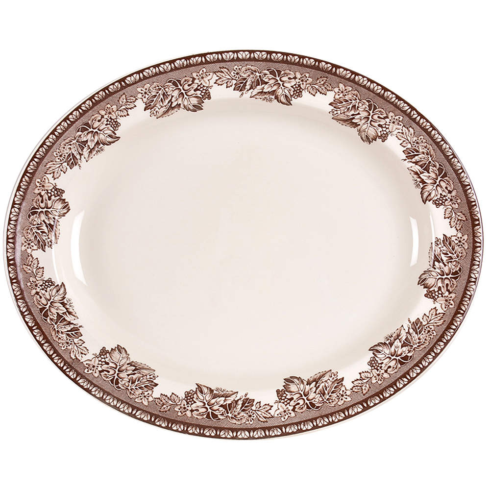 Plymouth (Brown, Williams-Sonoma) 14" Oval Serving Platter by Wedgwood-1