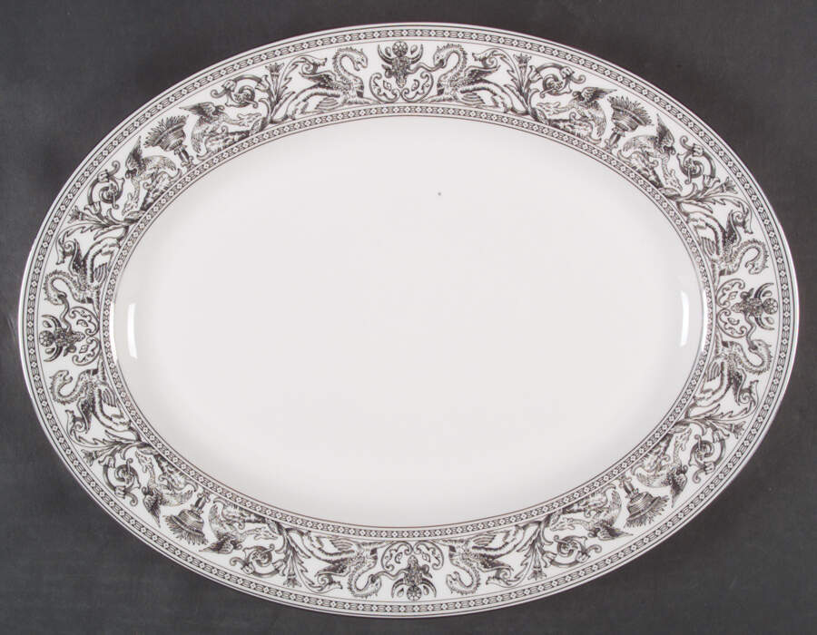 Florentine Platinum (Platinum Dragons) 15" Oval Serving Platter by Wedgwood-1