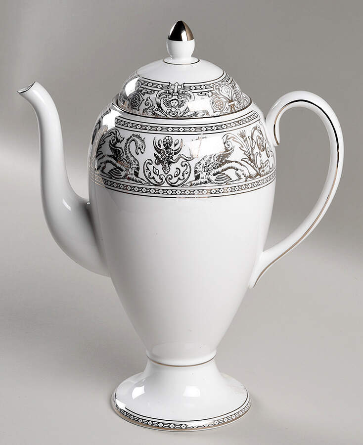 Florentine Platinum (Platinum Dragons) Coffee Pot & Lid by Wedgwood-1
