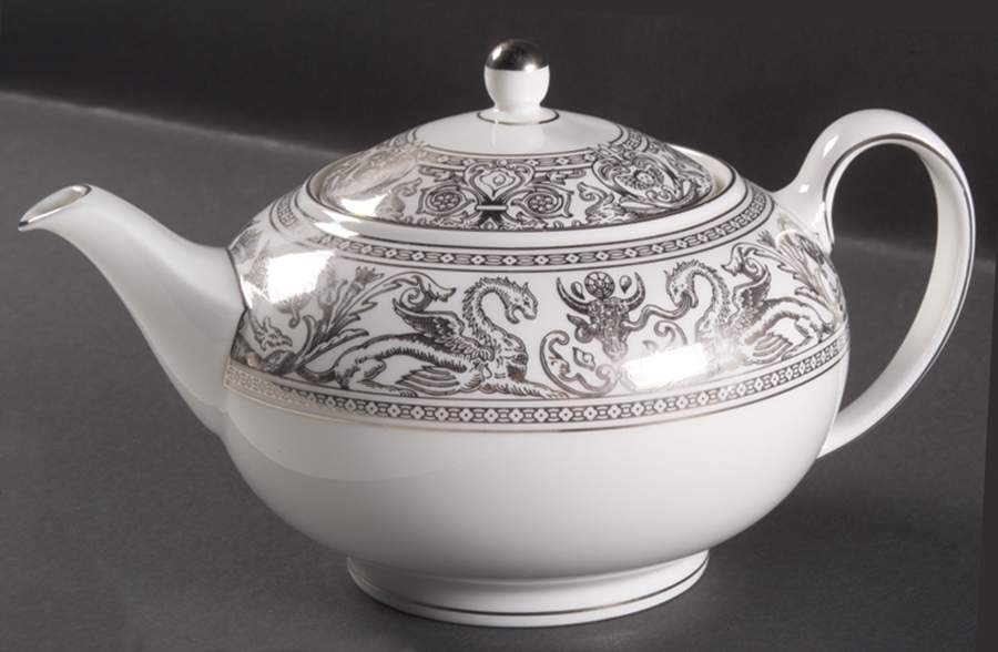 Florentine Platinum (Platinum Dragons) Teapot & Lid by Wedgwood-1