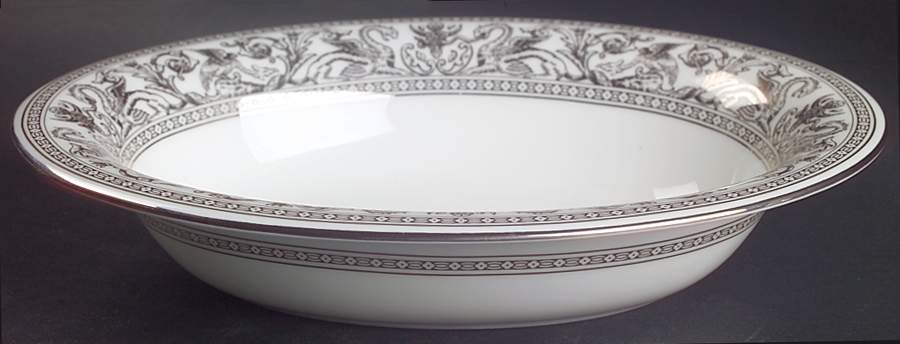 Florentine Platinum (Platinum Dragons) 9" Oval Vegetable Bowl by Wedgwood-1