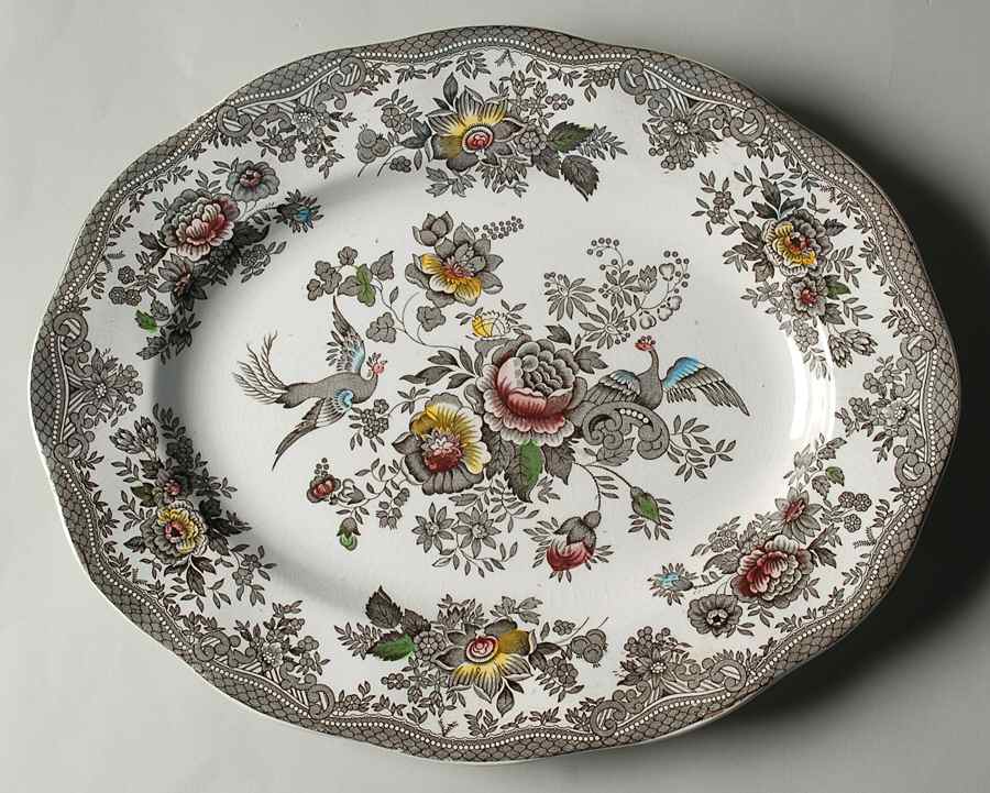 Asiatic Pheasants Brown Multicolor 14" Oval Serving Platter by Wedgwood-1