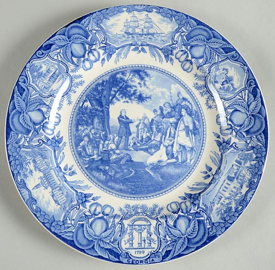 Georgia Historical Plates Blue Dinner Plate by Wedgwood-1