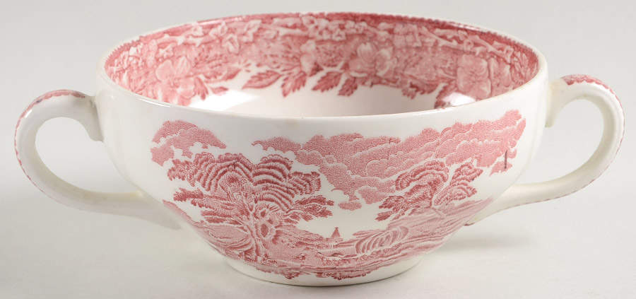 Woodland Pink (Enoch Backstamp) Flat Cream Soup Bowl by Wedgwood-1