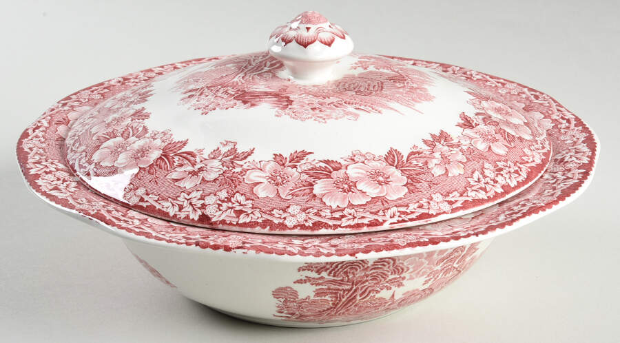 Woodland Pink (Enoch Backstamp) Round Covered Vegetable by Wedgwood-1