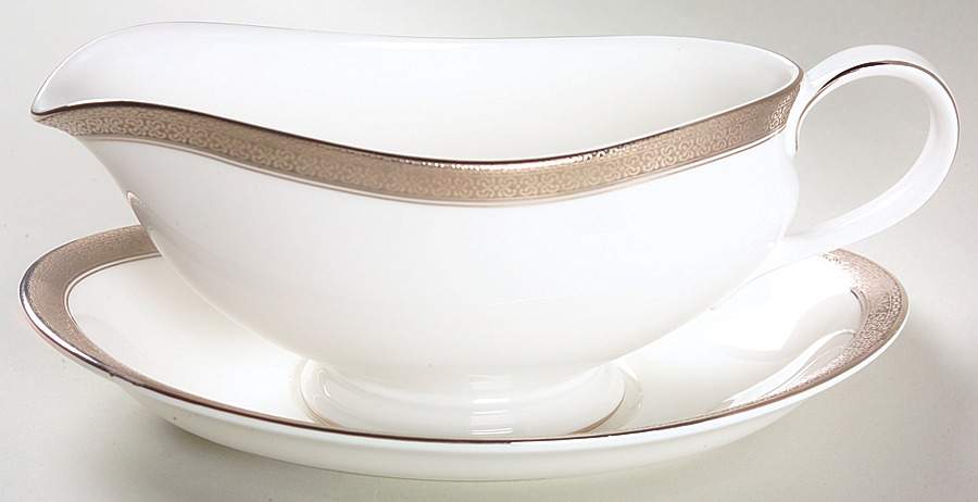 Newgrange Platinum Gravy Boat & Underplate by Waterford China-1