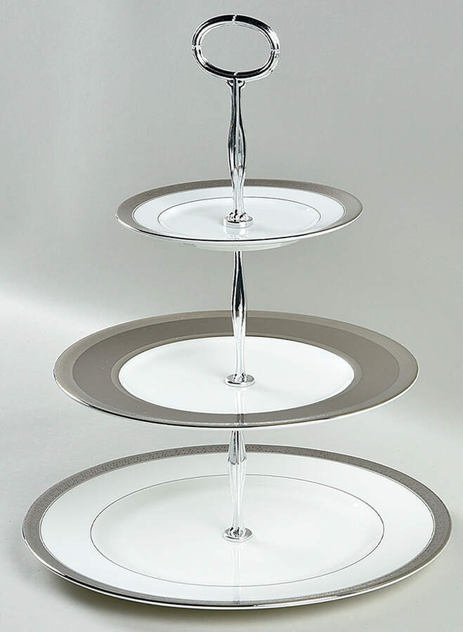 Newgrange Platinum 13 7/8"-14 1/4" 3-Tiered Serving Tray(DP,SP,BB) HC by Waterford China-1