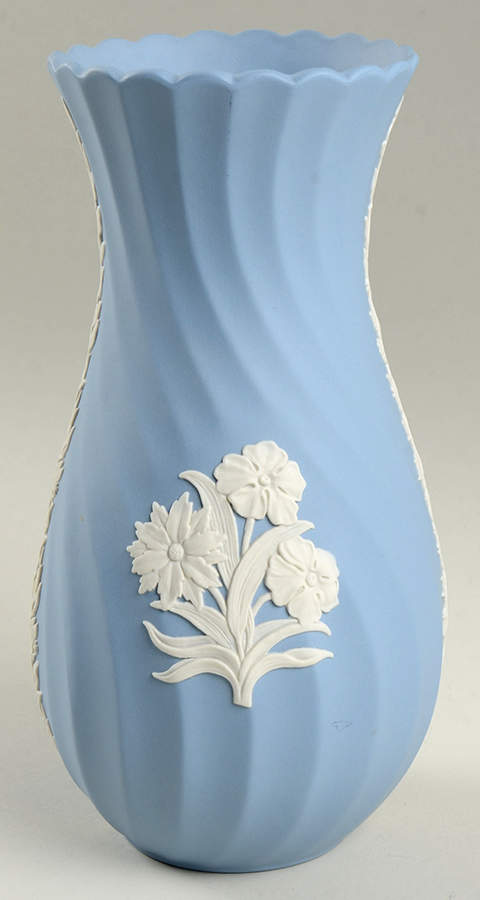 Cream Color on Lavender Spiral Flute 8" Vase by Wedgwood-1