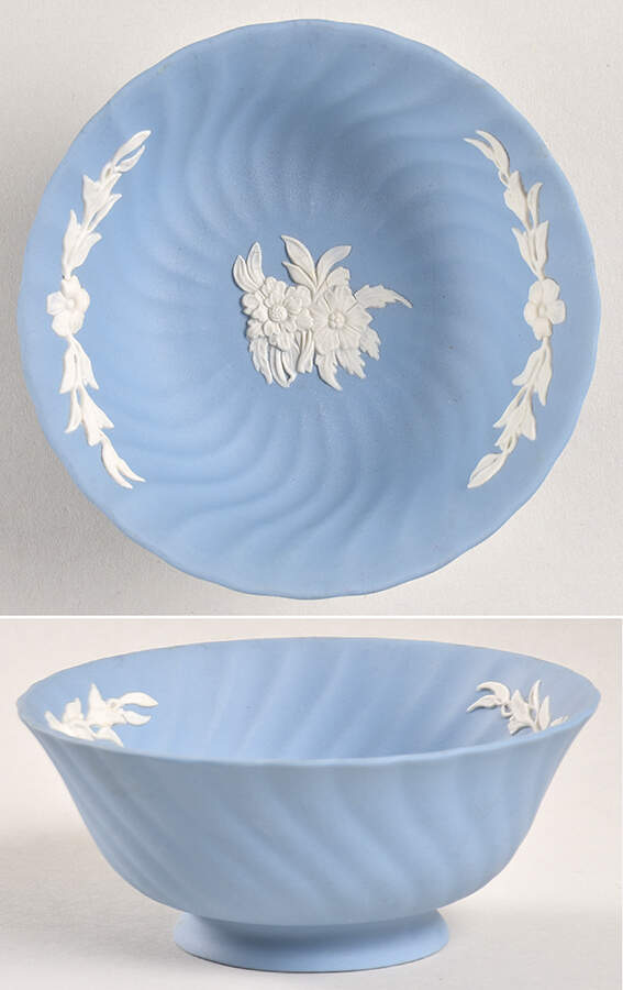Cream Color on Lavender Spiral Flute 4" Round Bowl by Wedgwood-1