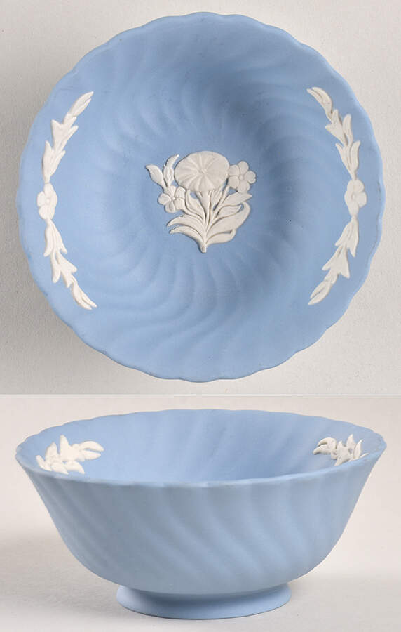 Cream Color on Lavender Spiral Flute 4" Round Bowl by Wedgwood-1