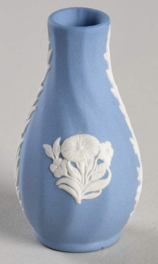 Cream Color on Lavender Spiral Flute 2" Mini Bud Vase by Wedgwood-1