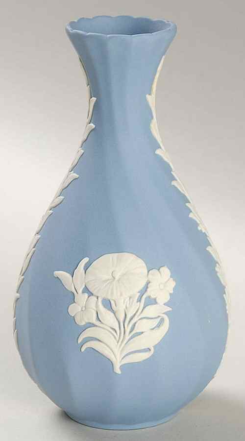 Cream Color on Lavender Spiral Flute 5" Bud Vase by Wedgwood-1