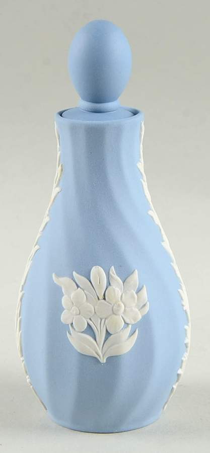 Cream Color on Lavender Spiral Flute Perfume Bottle with Stopper by Wedgwood-1