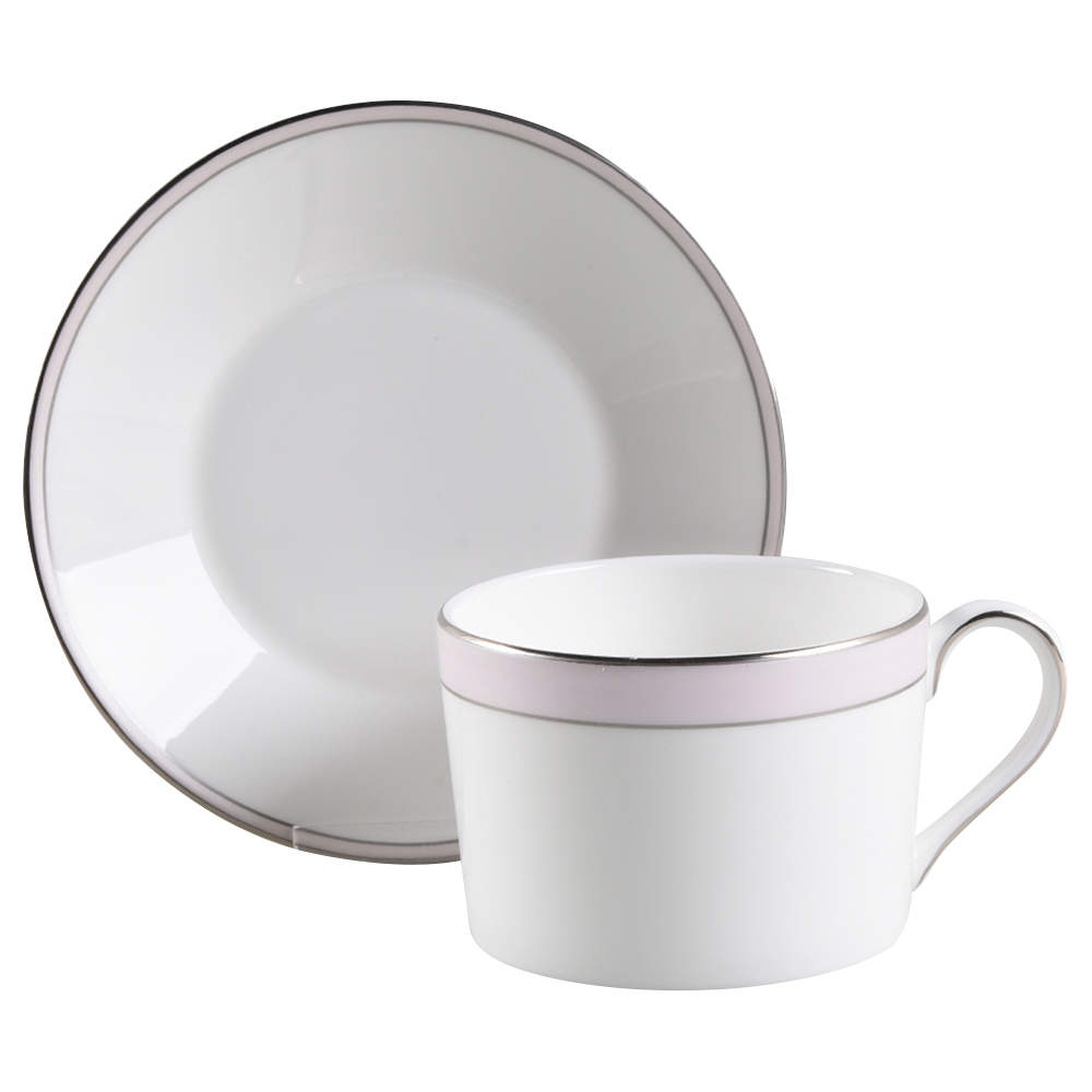 Pink Duchesse Flat Cup & Saucer Set by Wedgwood-1
