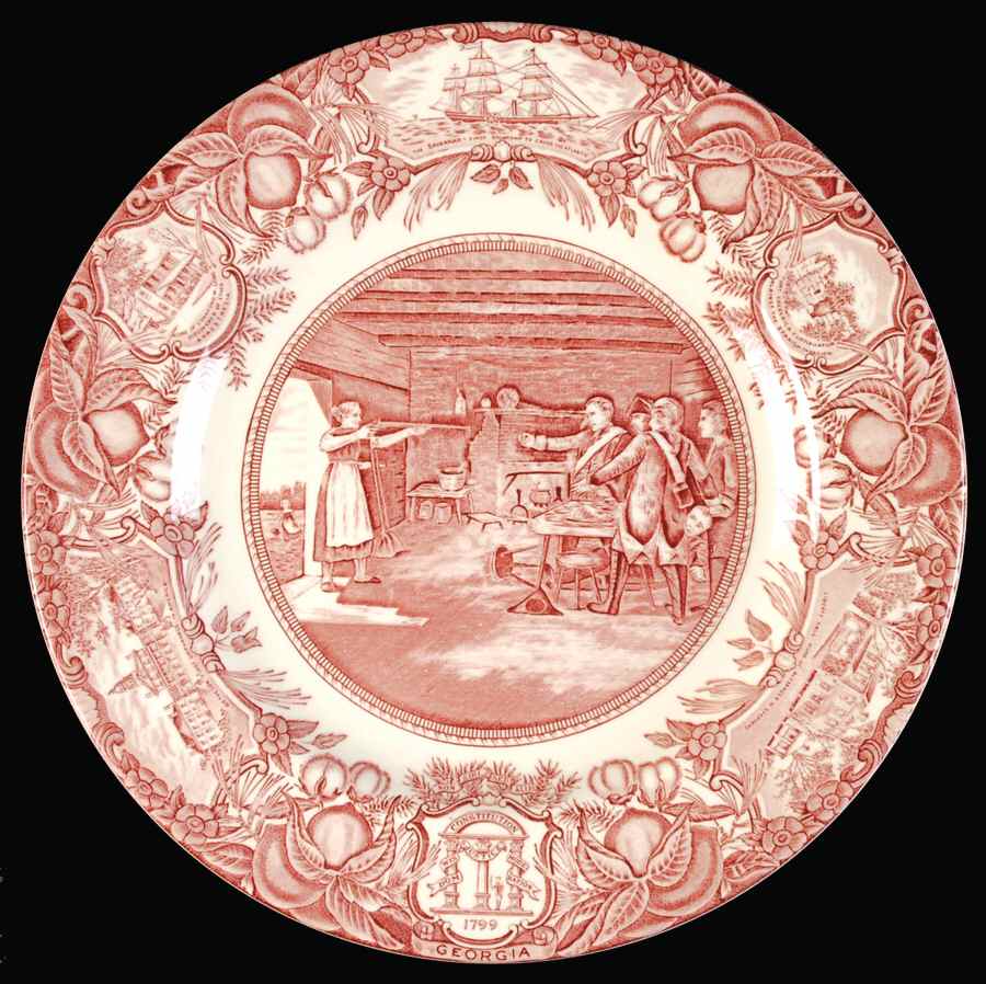 Georgia Historical Plates Pink Dinner Plate by Wedgwood-1