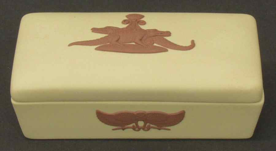 Terra Cotta on Primrose Jasperware Egyptian 3" Rectangular Box & Lid by Wedgwood-1