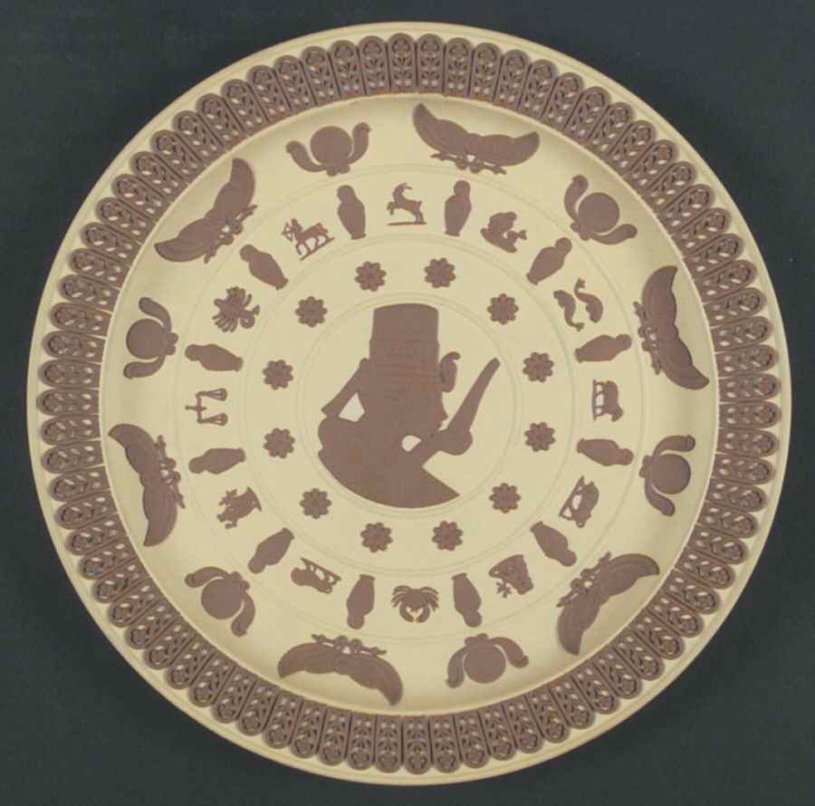 Terra Cotta on Primrose Jasperware Egyptian Plate by Wedgwood-1