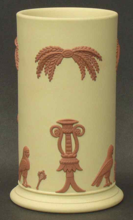 Terra Cotta on Primrose Jasperware Egyptian Arcadian Vase by Wedgwood-1