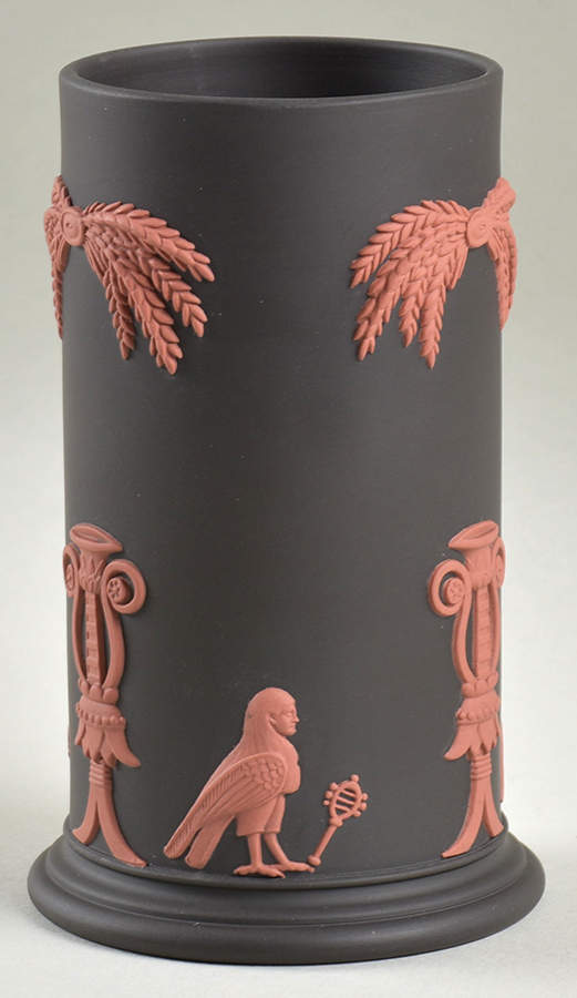 Terra Cotta on Black Jasperware Egyptian Arcadian Vase by Wedgwood-1