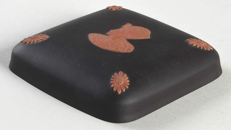 Terra Cotta on Black Jasperware Egyptian Lid for Square Box by Wedgwood-1