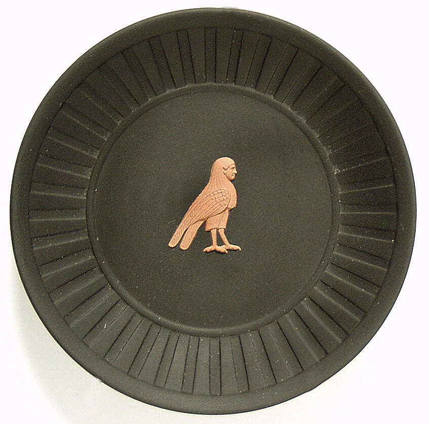 Terra Cotta on Black Jasperware Egyptian Fluted Tray by Wedgwood-1