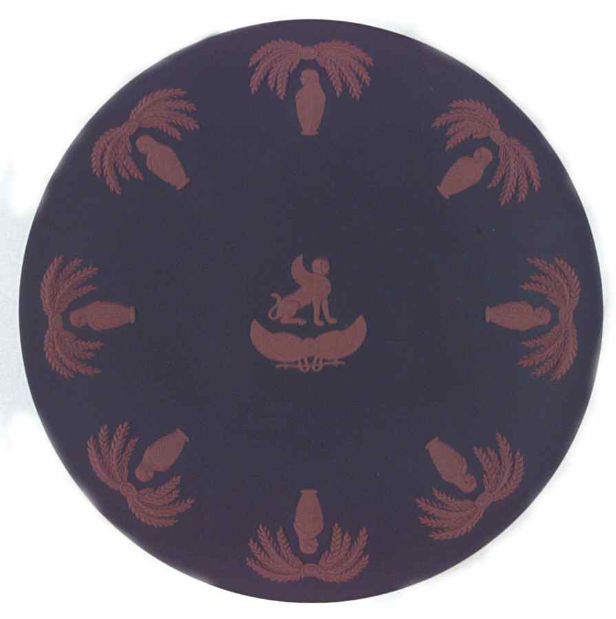 Terra Cotta on Black Jasperware Egyptian Cake Plate by Wedgwood-1