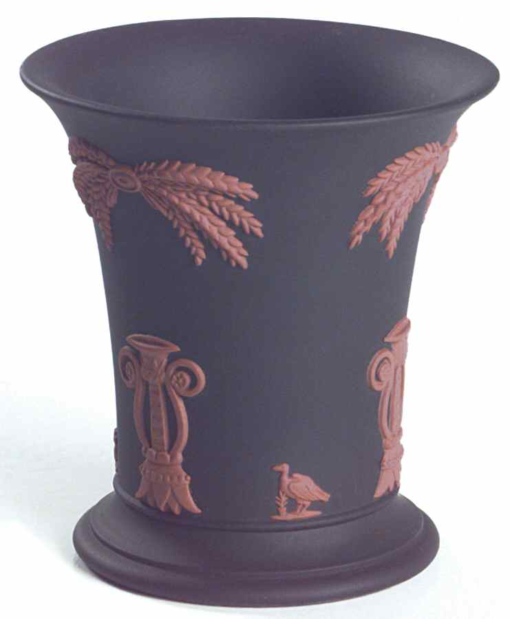 Terra Cotta on Black Jasperware Egyptian Garden Posey Pot by Wedgwood-1