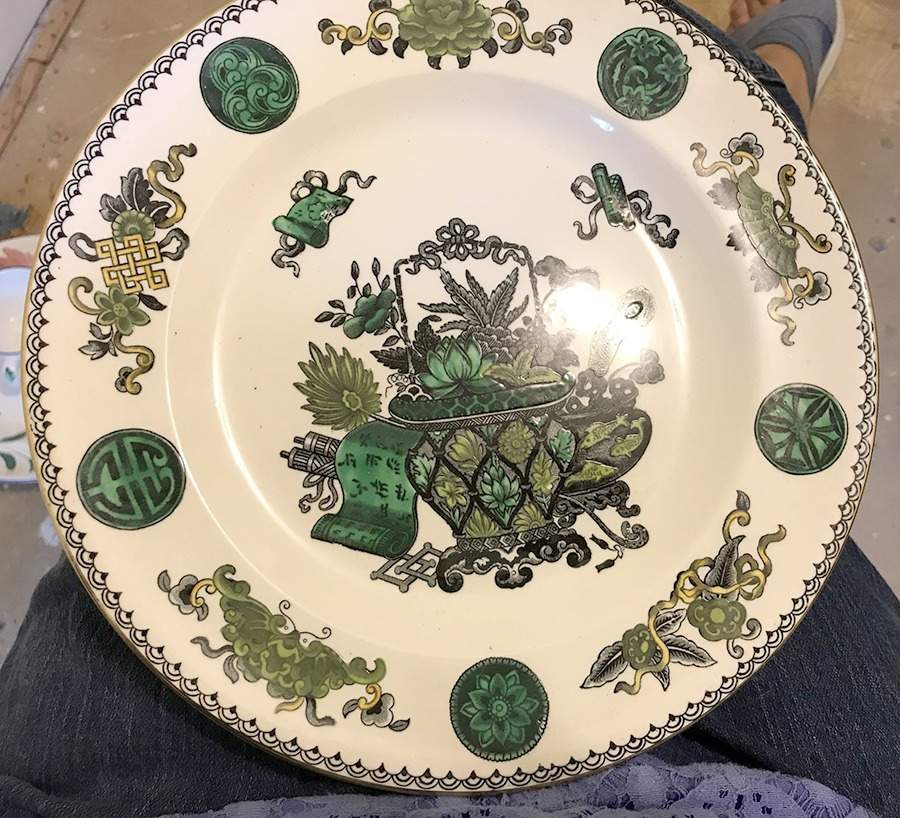 Basket Green Dinner Plate by Wedgwood-1