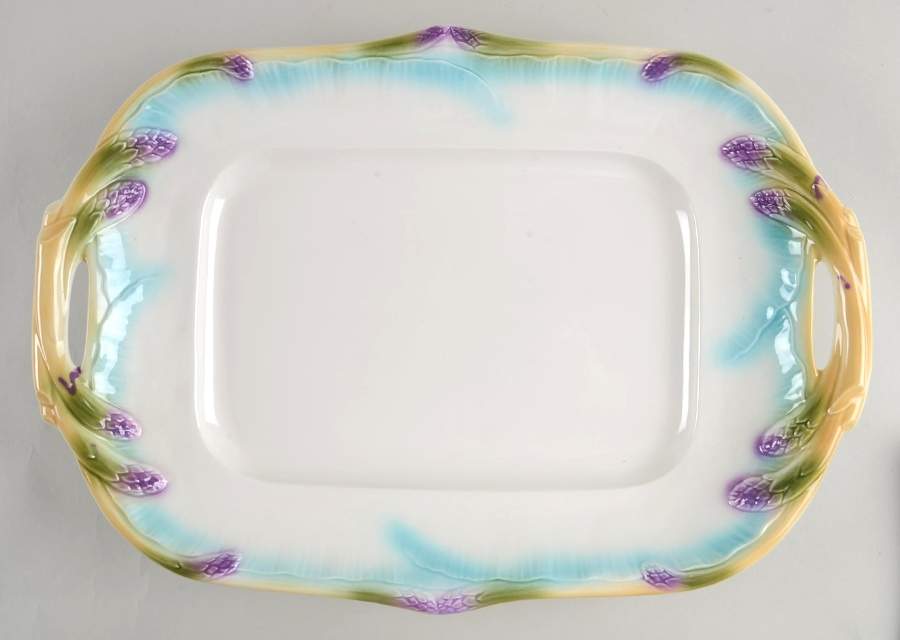 Asparagus (Majolica Style) 17" Rectangular Handled Tray by Williams-Sonoma-1