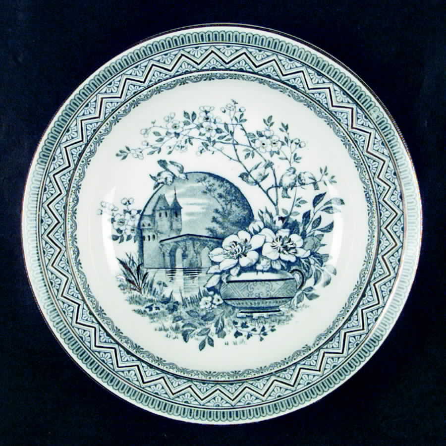 Edinburg Blue Green (Gold Trim) Large Rim Soup Bowl by Wedgwood-1