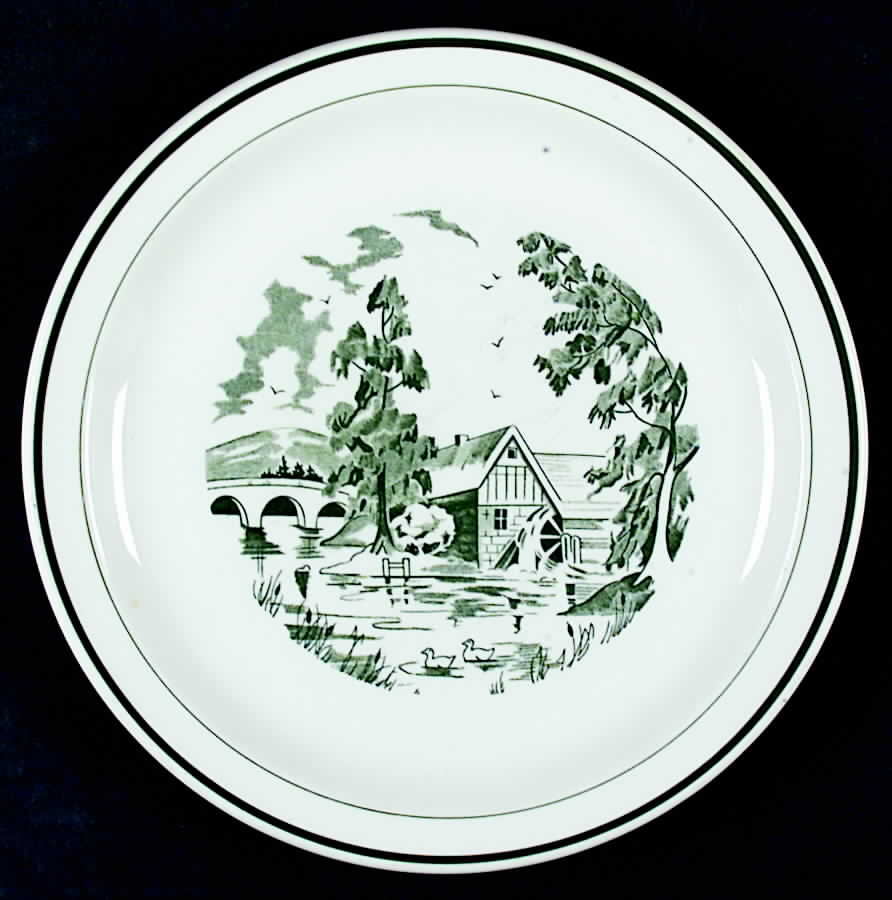 Ye Olde Mill Green Dinner Plate by Wallace (American)-1