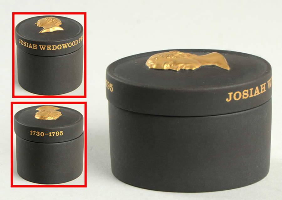Gilded Black Basalt Egyptian 2" Mini Oval Box & Lid by Wedgwood-1