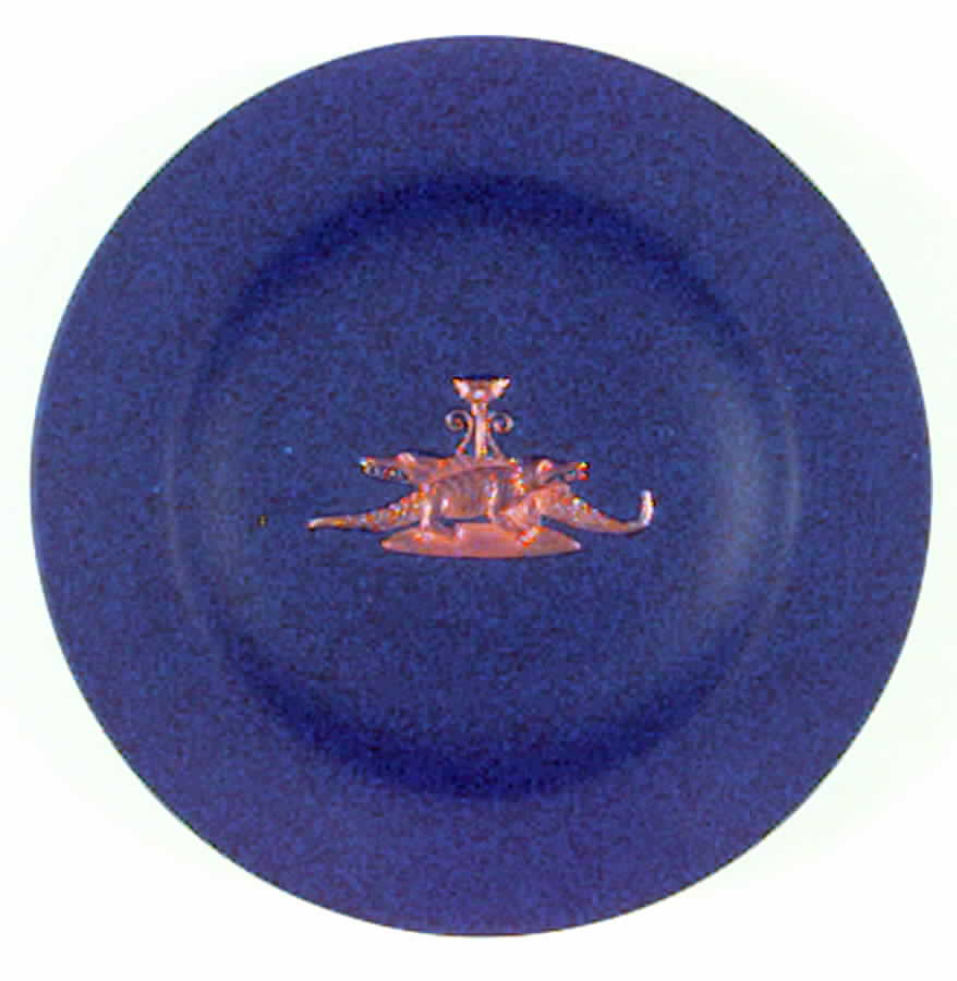 Gilded Black Basalt Egyptian Round Tray by Wedgwood-1