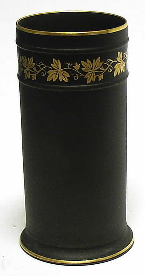 Gilded Black Basalt Egyptian Spill Vase by Wedgwood-1