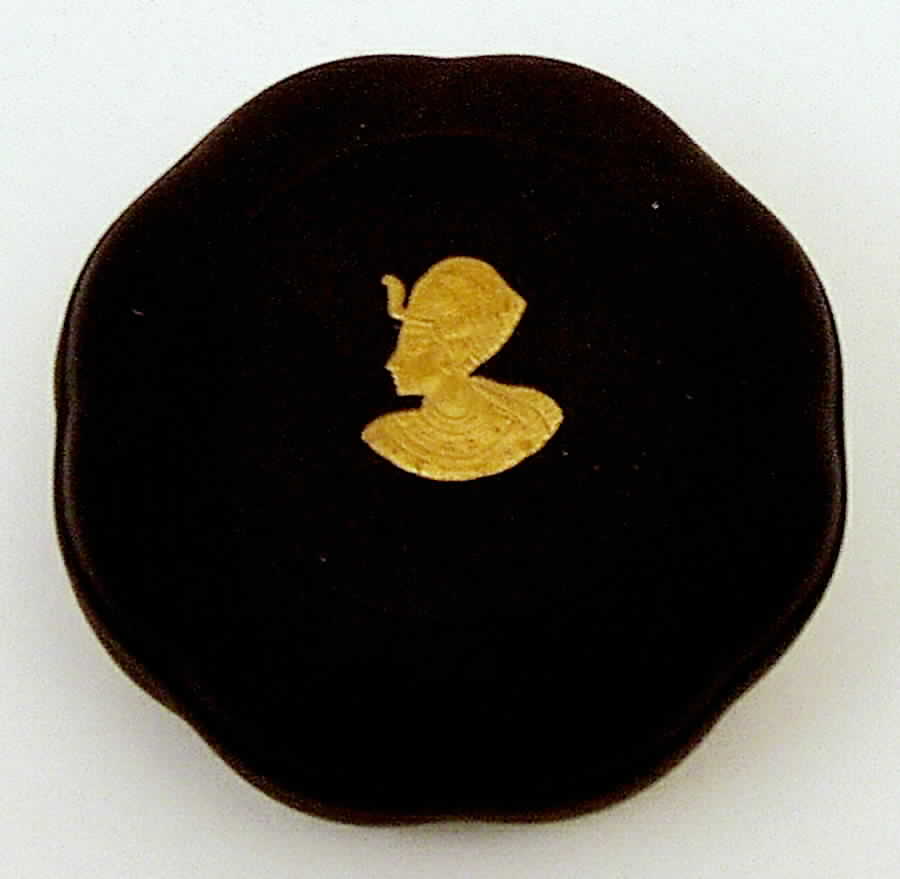 Gilded Black Basalt Egyptian Hexagonal Box & Lid by Wedgwood-1