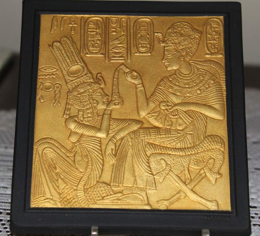 Gilded Black Basalt Egyptian Plaque by Wedgwood-1