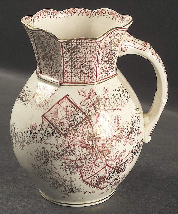 Etruria Pink and Gold 32 Oz Pitcher by Whittaker & Co-1