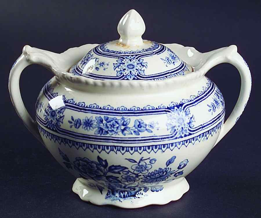 Dorset Blue (Scallop) Sugar Bowl & Lid by Wood & Sons-1