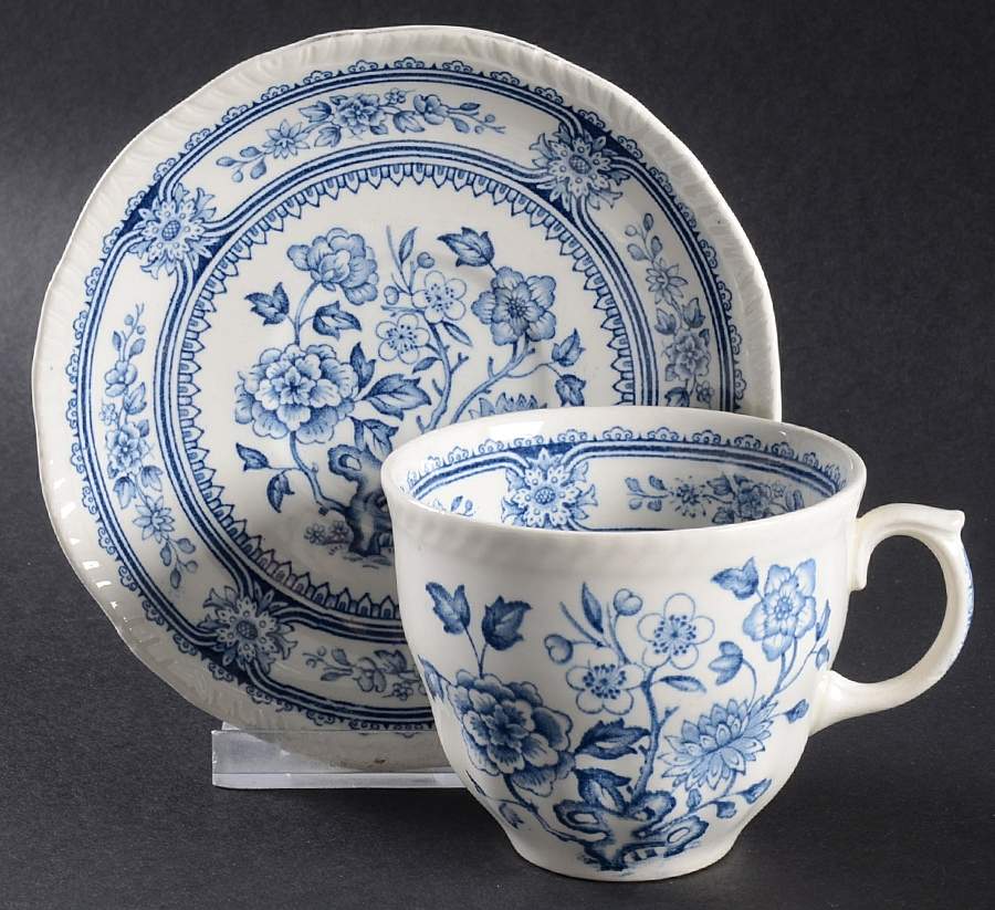 Dorset Blue (Scallop) Flat Cup & Saucer Set by Wood & Sons-1