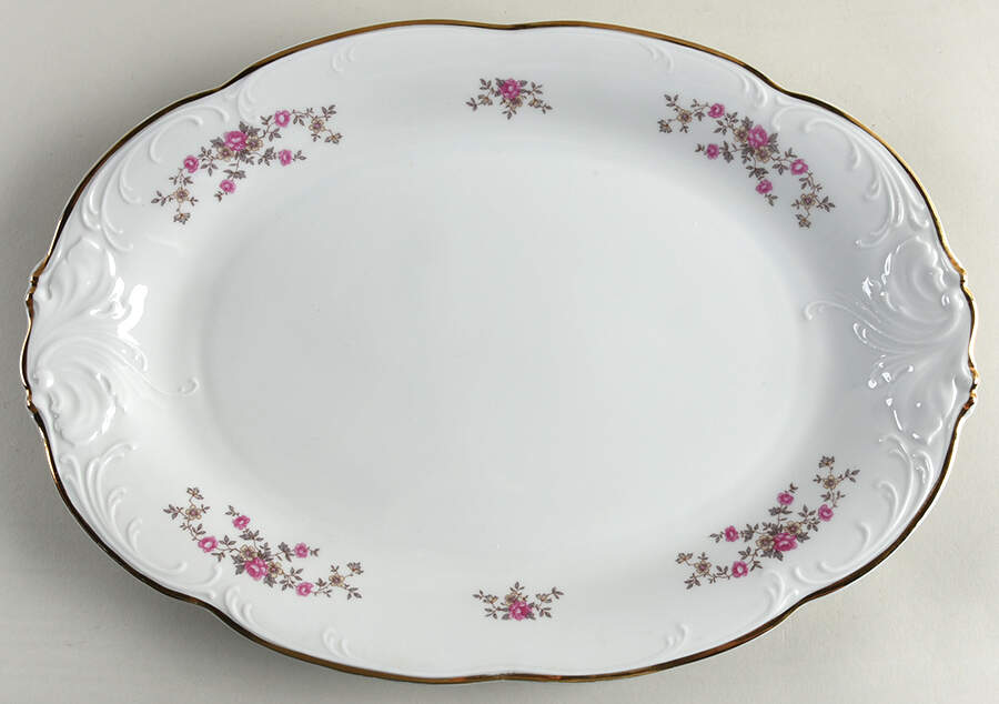 Tea Rose 14" Oval Serving Platter by Wawel-1