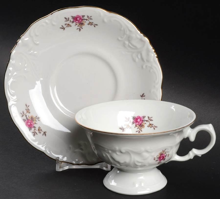 Tea Rose Footed Cup & Saucer Set by Wawel-1