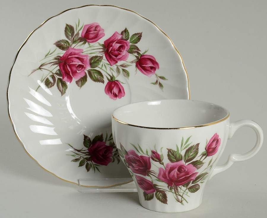 Rose Royale Flat Cup & Saucer Set by Wood & Sons-1