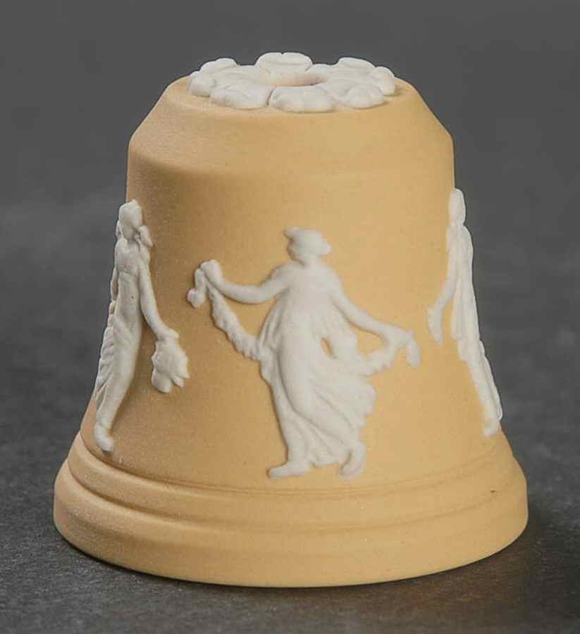 Cream Color on Cane Jasperware Thimble by Wedgwood-1